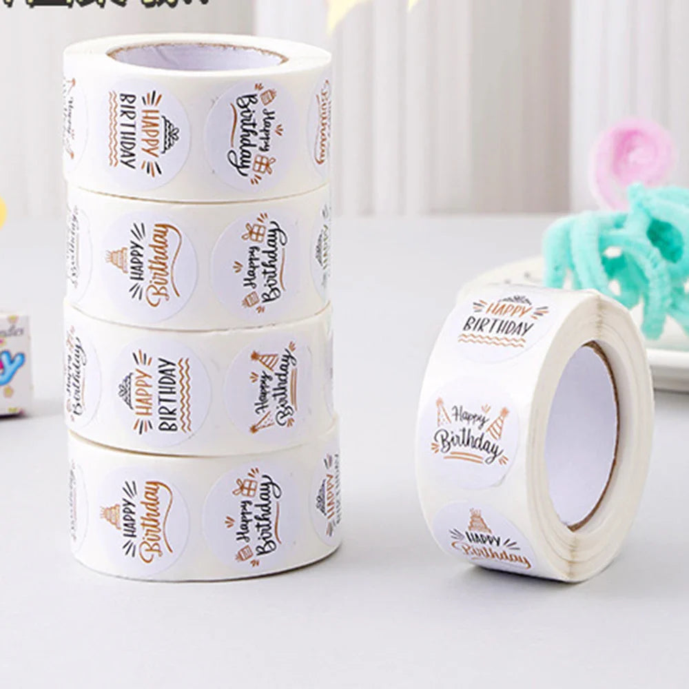 100-500pcs Cute Happy birthday Stickers for Gift Wrapping Decoration Envelope Sealing Label Kids toys Stationery Stickers 1inch (ONLINE ORDER ONLY)
