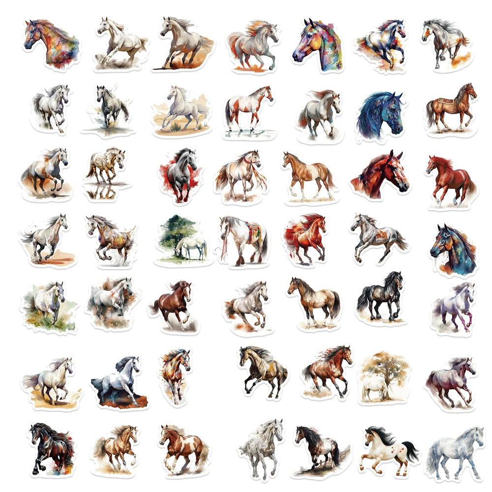 60PCS Horse Funny Animals Stickers Toy DIY Kids Notebook Luggage Motorcycle Laptop Refrigerator Decals Graffiti sticker (ONLINE ORDER ONLY)