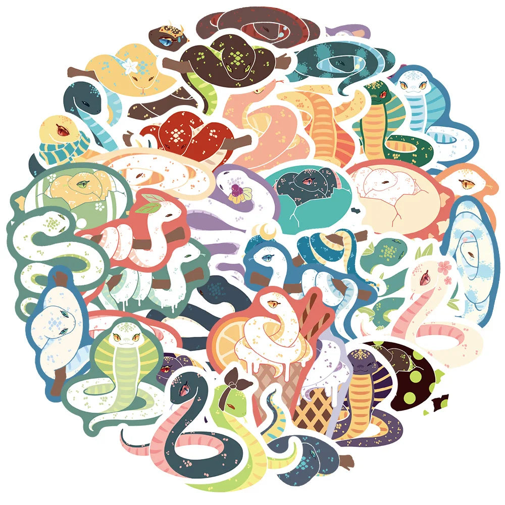 Cartoon Snake Graffiti Vinyl Stickers for Laptop, Car, Luggage, Fridge (10/30/50pcs) (ONLINE ORDER ONLY)