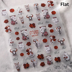 Gothic Dark Spider Butterfly Cross Flame Wings Halloween Horror Rose Flower Rabbit Pumpkin Bear Nail Art Stickers Manicure Decal (ONLINE ORDER ONLY)