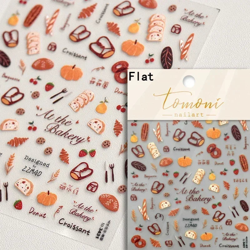 Charming Sunflower Rabbit Pumpkin Squirrel Pinecone Deciduous Produce Good Harvests Cookie Nail Art Sticker Decoration Decals (ONLINE ORDER ONLY)