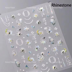 French Chic Blue Line Bowknot Fan Flower Leaves Butterfly Lace Frame Bell Shiny Self Adhesive Nail Art Stickers Manicure Decals (ONLINE ORDER ONLY)
