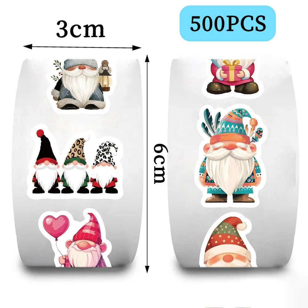 500 Pcs/Roll Cartoon Gnome Dwarf Stickers Kindergarten Children's Reward Sticker Gift Decorative Sticker (Online Order Only)