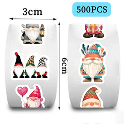 500 Pcs/Roll Cartoon Gnome Dwarf Stickers Kindergarten Children's Reward Sticker Gift Decorative Sticker (Online Order Only)