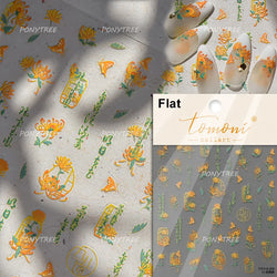 Pink Peach Blossom Flower White Pear Romantic Archaistic Swallow Window Adhesive Nail Art Stickers Rhinestone Manicure Decals (ONLINE ORDER ONLY)