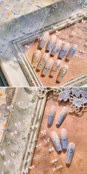 Retro Blue Bowknot Butterfly Love Heart Pendent Hot Stamping Gold Silver Adhesive Nail Art Stickers Manicure Decals Wholesale (Online Order Only)