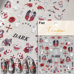 Cat Eye Halloween Terror Spider Cross Rose Love Heart Flower Snake Web Candy Bunny Thrilling Nail Art Stickers Manicure Decals (Online Order Only)