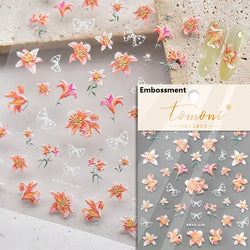 Dried Flowers Rose Butterfly Love Heart Golden Stroke Flying Crane Silver Adhesive Nail Art Stickers Rhinestone Manicure Decals (ONLINE ORDER ONLY)