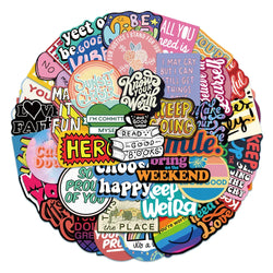 50Pcs Inspirational Stickers for Laptop, Phone, Luggage, Skateboard, Kids Gift (Online Order Only)