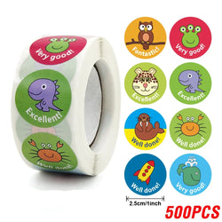 100-500pcs New Cartoon Dinosaurs Stickers 6 Designs for Classroom Teacher Stationery Sticker Label for Kids Reward Stickers (ONLINE ORDER ONLY)
