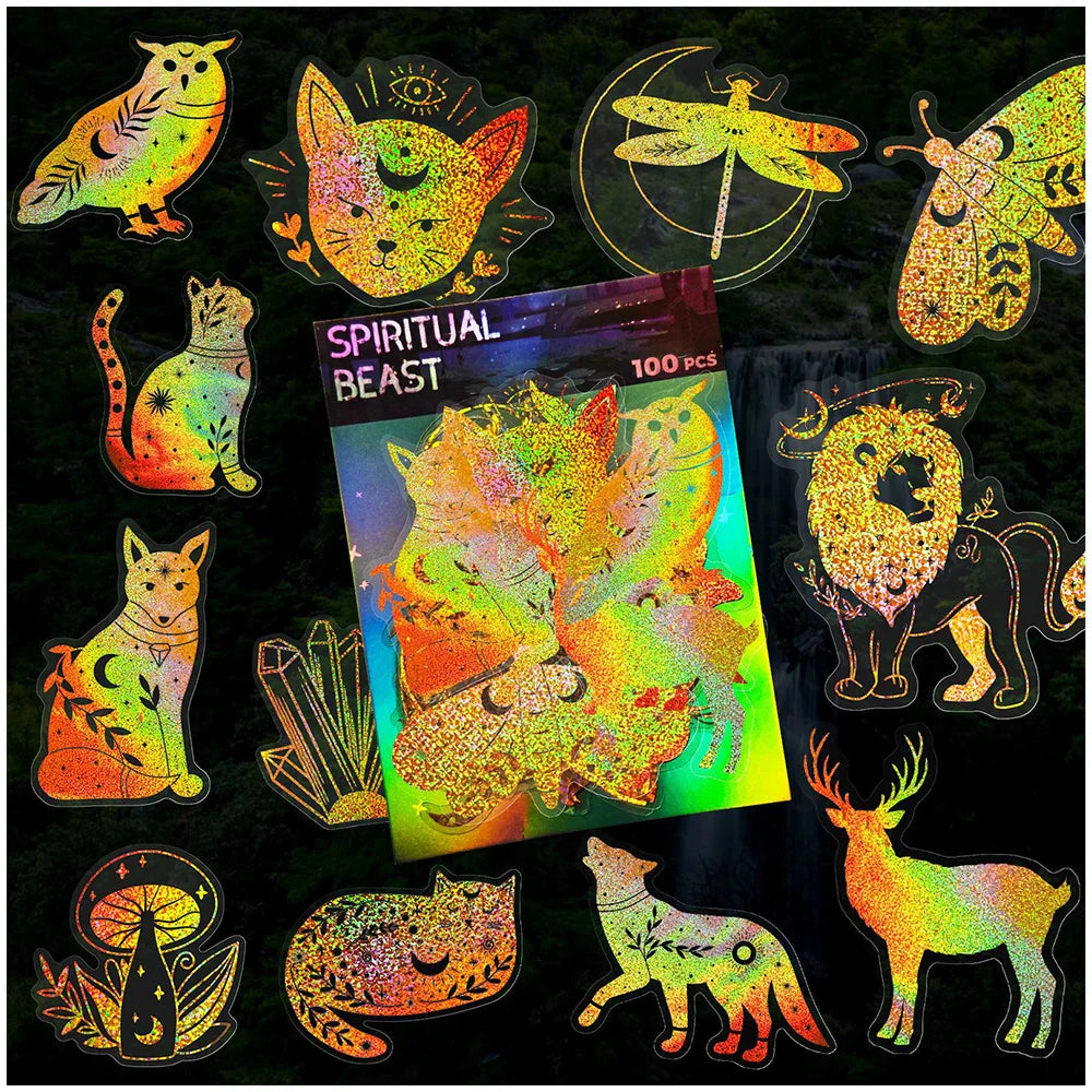 100pcs Cute Holographic Laser Butterfly Cartoon Stickers Animal Decals Laptop Notebook Phone Diary Decoration Sticker Kids Toys (ONLINE ORDER ONLY)