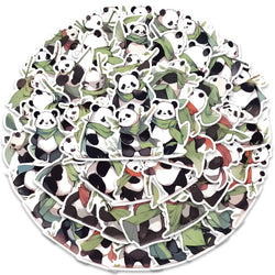 54pcs Cartoon Master Panda Animal Stickers For Laptop Guitar Phone Luggage Decor Waterproof Graffiti Bicycle Car Vinyl Decals (ONLINE ORDER ONLY)
