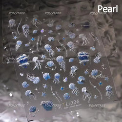 Lotus Flower Leaf Goldfish Ripple Wavelet Water Droplet Lotus Pond Brocaded Carp Self Adhesive Nail Art Stickers Manicure Decals (Online Order Only)
