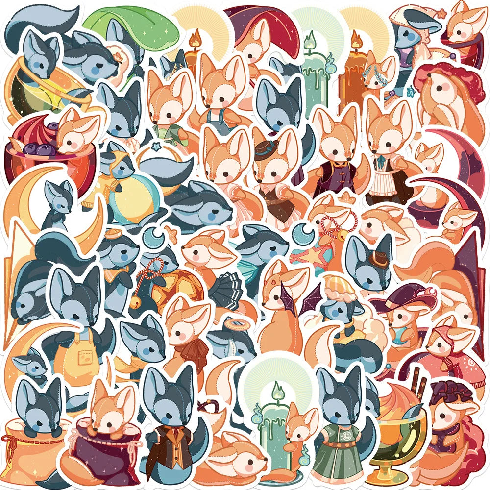 Kawaii Fox Animal Stickers for Guitar, Notebook, Skateboard, Laptop, Bike - Cute Cartoon Decals (10/30/50PCS) (ONLINE ORDER ONLY)