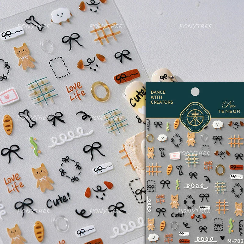 Squirrel Mushroom Apple Strawberry Cherry Pinecone Ginkgo Leaf Self Adhesive Nail Art Stickers Butterfly Flower Manicure Decals (ONLINE ORDER ONLY)