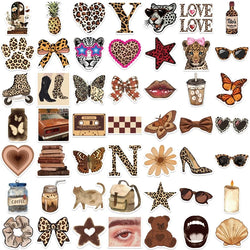 10/30/50PCS Kawaii Leopard Print Sticky PVC Sticker Aesthetic Children's Stationery DIY Decoration Scrapbooking School Supplies (ONLINE ORDER ONLY)