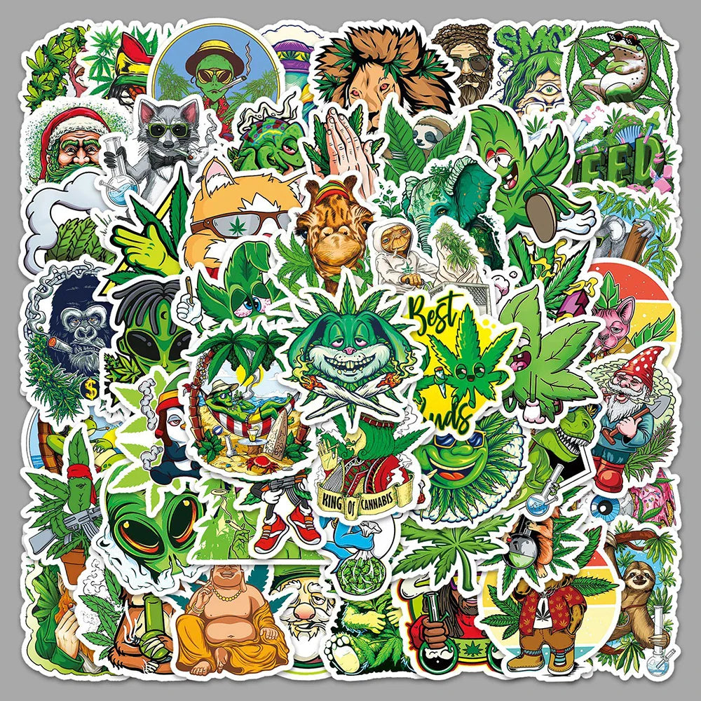 10/30/50/100PCS Funny Characters Weed Sticker Packs (ONLINE ORDER ONLY)