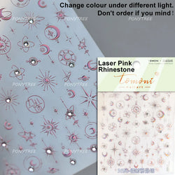 Pink Bowknot Star Moon Starburst Sun Polar Day Polar Night Sword Rose Flower Wreath Adhesive Nail Art Stickers Manicure Decals (ONLINE ORDER ONLY)