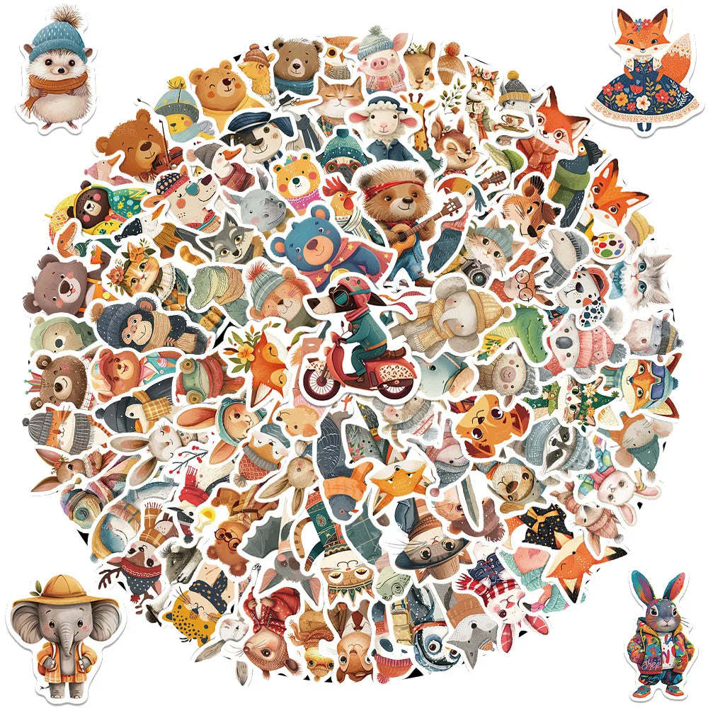 50/100pcs Cute Cartoon Fairy Tale Animals Stickers Decals For Laptop Water Bottle Luggage Notebook Vinyl Waterproof Graffiti (ONLINE ORDER ONLY)