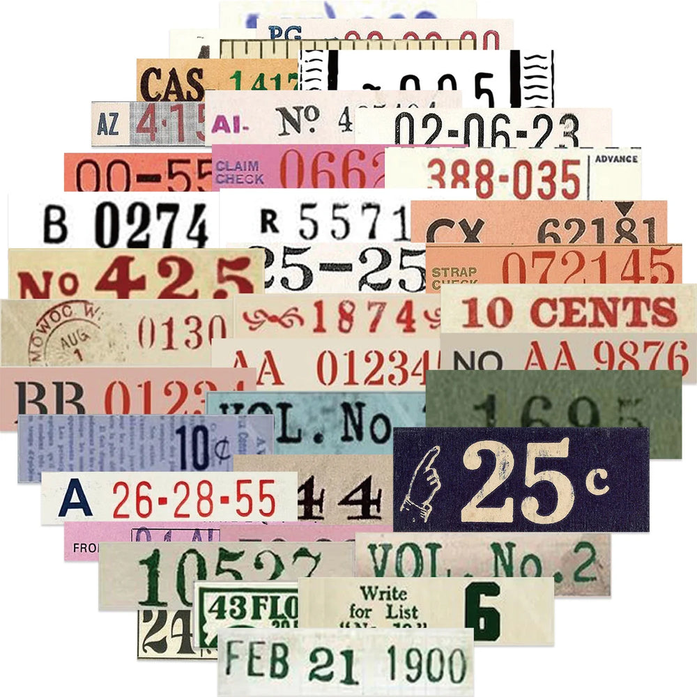50Pcs Vintage Digital Stickers For Laptop Phone Case Skateboard Suitcase Waterproof Decals Number Sticker For Kids Gifts Toys (Online Order Only)