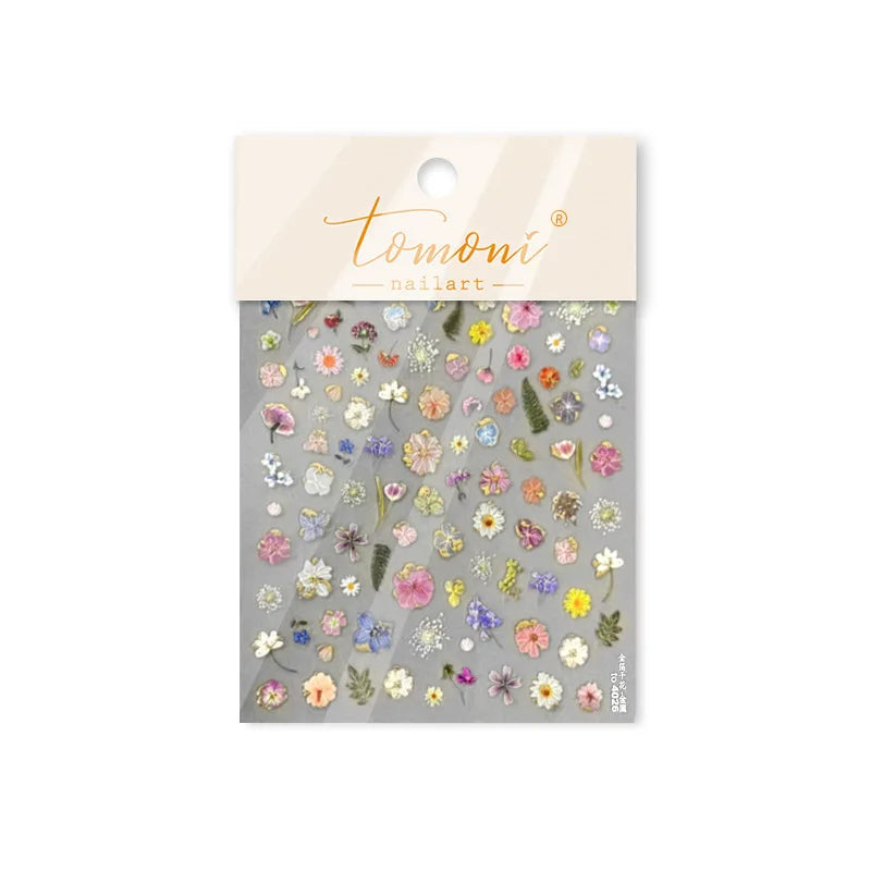 Gold Foil Dried Flowers Leaf Floral Print Daisy Rose Flower Peach Blossom Adhesive Nail Art Decoration Sticker Manicure Decals (ONLINE ORDER ONLY)