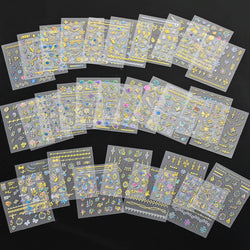 30 Sheet 3D Flower Nail Stickers Decals 6.5*5cm Transparent White Floral Leaf Butterflies Heart Nail Art Adhesive Strip Supplies (ONLINE ORDER ONLY)