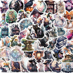 Magic Witch Gothic Anime Stickers - 10/30/50PCS Decorative Decals for Skateboard, Phone, Laptop, Suitcase (Online Order Only)