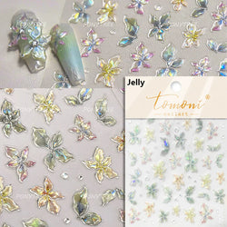 Spotless Lily Lilium Flowers Moon Pearl Crown Lily-white Pearl Necklace Pendant Self Adhesive Nail Art Stickers Manicure Decals (Online Order Only)