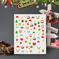 3D Gold Glitter Snowflake Nail Sticker Winter Reflective Elk Star Balloon Christmas Tree Foil Xmas New Year Decal Tips Decoratio (ONLINE ORDER ONLY)