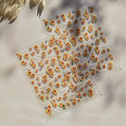 Embossed Shiny Vigor Sunflower Turnsole Vitality Butterfly Daisy Oil Painting Plant 5D Adhesive Nail Art Sticker Manicure Decals (ONLINE ORDER ONLY)
