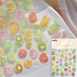 Fruit Paradise Guava Strawberry Pear Peach Orange Watermelon Pitaya Cherry Kiwifruit Pineapple Nail Art Stickers Manicure Decals (ONLINE ORDER ONLY)