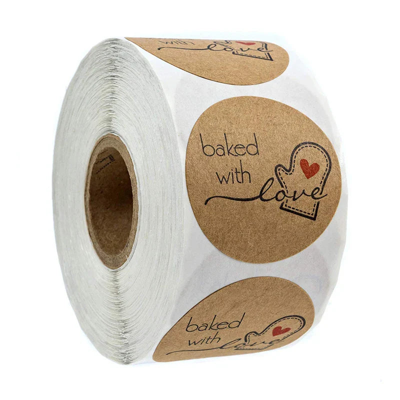 100-500pcs Round Natural Kraft Sticker Seal Labes Hand Made With Love Sticker Paper Scrapbooking Stationery Sticker (ONLINE ORDER ONLY)