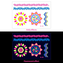 1pc Bohemia Fluorescent Sticker Luminous Temporary Tattoos Stickers UV Glow Fluorescent Tattoo Waterproof For Body Art Decals *& (Online Order Only)