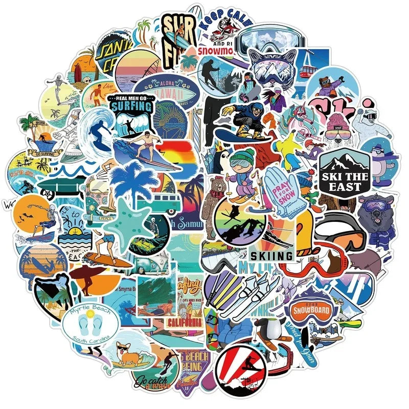 Outdoor Skiing Surfing Stickers for Scrapbooking Guitar Laptop Phone Suitcase Helmet (Online Order Only)