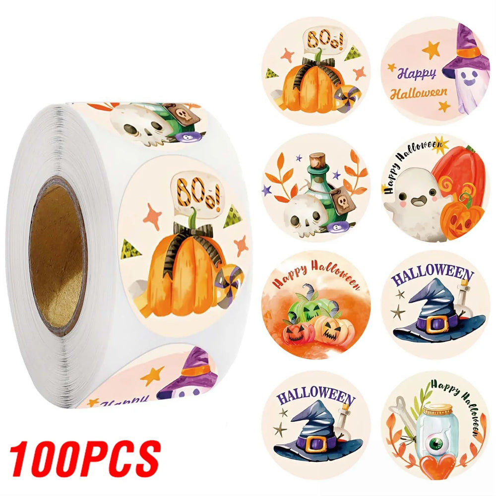 100-500pcs Halloween Stickers Pumpkin Handmade Labels Halloween Gift Decor Stickers Stationery stickers (ONLINE ORDER ONLY)
