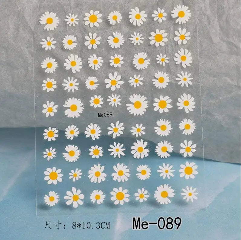 1PC Elegant 3D Daisy Flower Nails Art White Florals Petals Flowers Back Glue Nail Stickers Gel Polish Sticky Manicure Decoration (ONLINE ORDER ONLY)