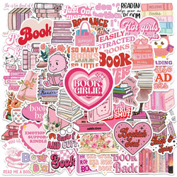 50PCS Pink Smut Bookish Reader Love Cute Girls Sticker Aesthetic Decoration for Kindle Ipad Phone Laptop Diary Decor Sticker (ONLINE ORDER ONLY)