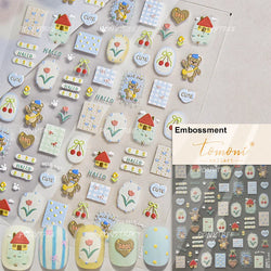 Bear Star Bowknot  Duck Cherry House Mini Flower Butterfly Line Bow Tie Apple Gird Cute Chic Nail Art Stickers Manicure Decals (ONLINE ORDER ONLY)