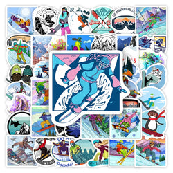 Winter Ski Snowboard Adventure Sports Stickers Toys Gift Decoration Decal for Laptop Phone Scrapbook Luggage Bottles Waterproof (Online Order Only)