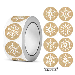 100-500pcs Kraft Paper Christmas Stickers New Year Thank You Stickers Christmas Decoration  For Card Gift Box Package 1inch (ONLINE ORDER ONLY)