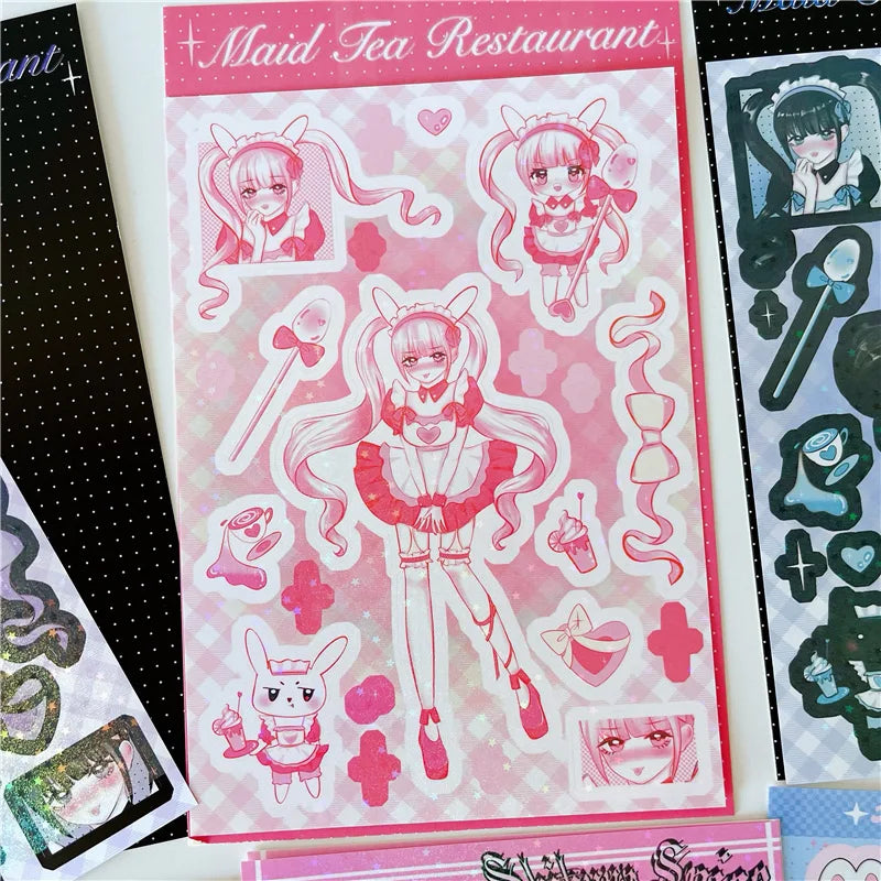 Original Cute Sweet Maid Anime Series Sticker Scrapbooking DIY Album Decoration Sticker Aesthetic Personalized Kawaii Stationery (ONLINE ORDER ONLY)