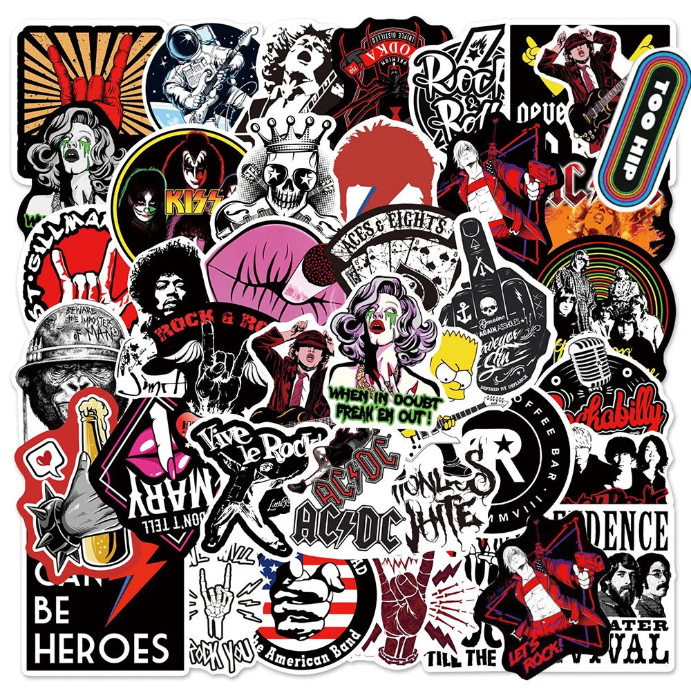 54CS New Trend Cartoon Rock Music Characters Graffiti Waterproof Sticker Suitcase Notebook Mobile Phone Refrigerator Skateboard (Online Order Only)