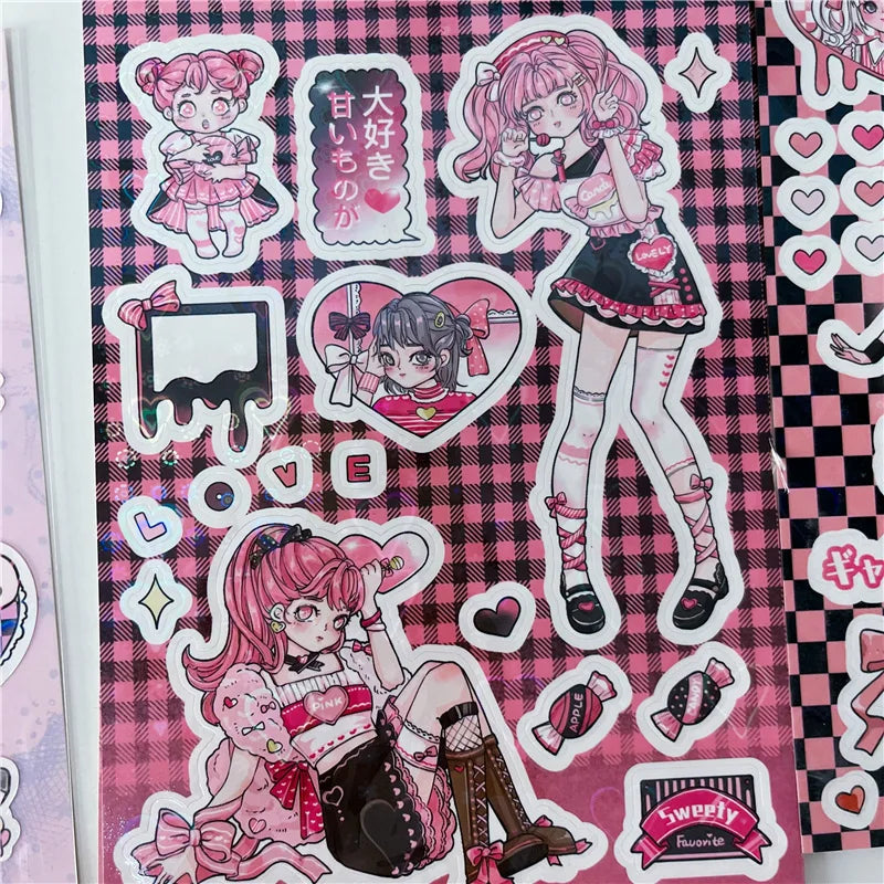 INS Sweet Candy Girl Stickers Diary Scrapbooking DIY Album Decoration Sticker Aesthetic Personalized Kawaii Stationery (ONLINE ORDER ONLY)