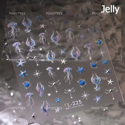 Lotus Flower Leaf Goldfish Ripple Wavelet Water Droplet Lotus Pond Brocaded Carp Self Adhesive Nail Art Stickers Manicure Decals (Online Order Only)