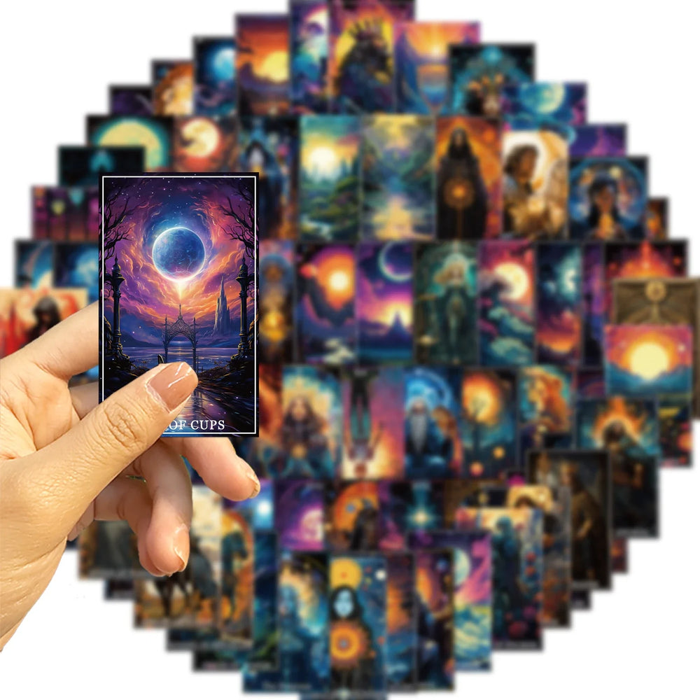 78pcs Magic Witch Moon Tarot Graffiti Stickers Cool Dark Goth Decals Toy DIY Scrapbook Bottle Phone Luggage Car Sticker (Online Order Only)