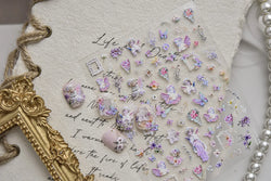 European Garden Angel Wing White Rose Flower Bed Vase Lace Bowknot Statue Adhesive Nail Art Decoration Sticker Manicure Decals (ONLINE ORDER ONLY)