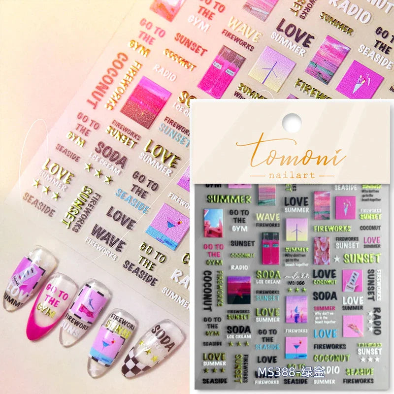 Round Jeans Square Sexy Blue Series Cowboy Lucky Beautiful Letter Self Adhesive Nail Art Sticker Pearl Rhinestone Manicure Decal (ONLINE ORDER ONLY)