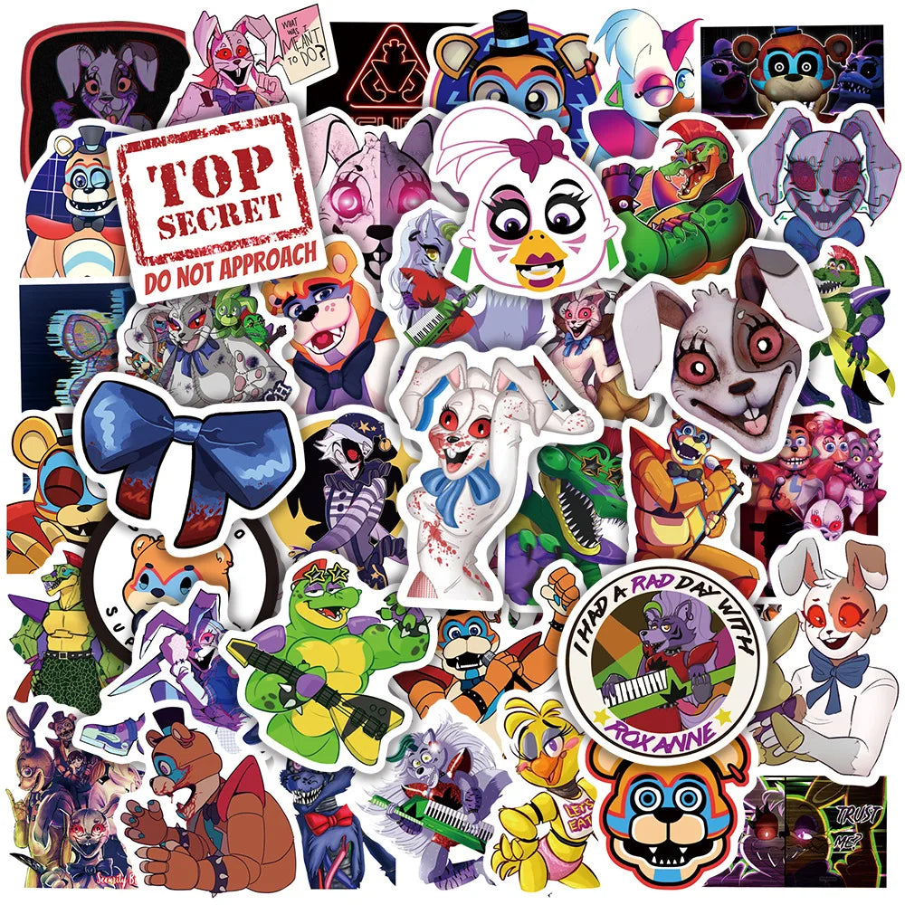 50/100PCS Game Stickers Freddy Bear Fazbear for Car Laptop Luggage Phone Decal Waterproof Sticker Toys Gifts (ONLINE ORDER ONLY)