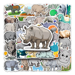 50Pcs Rhino Cartoon Waterproof Vinyl Stickers for Skateboard Snowboard (Online Order Only)