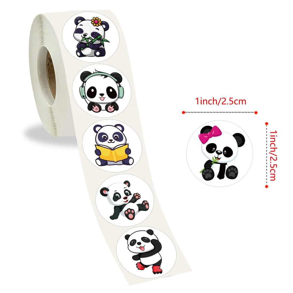 100-500pcs Cute Panda Cartoon Stickers Reward Sticker for Kids Gift Decoration Envelope Sealing Labels Stationery Stickers 1inch (ONLINE ORDER ONLY)
